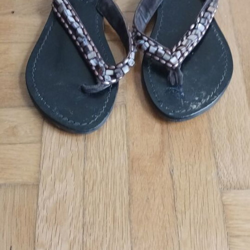 J. Bournazos leather women's flip flops used, brown size 37