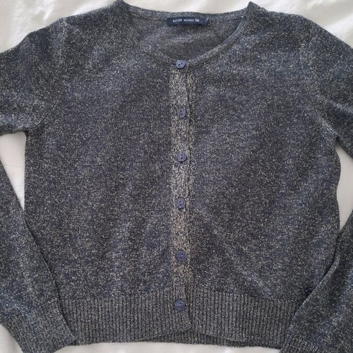 River Woods short cardigan grey lurex like new, size XS