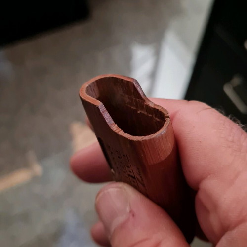 Wooden lighter case used with carved embossed Royal Palace of Madrid design