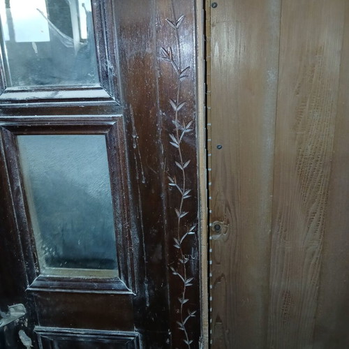 Vintage wooden antique wardrobe with mirrors and drawers