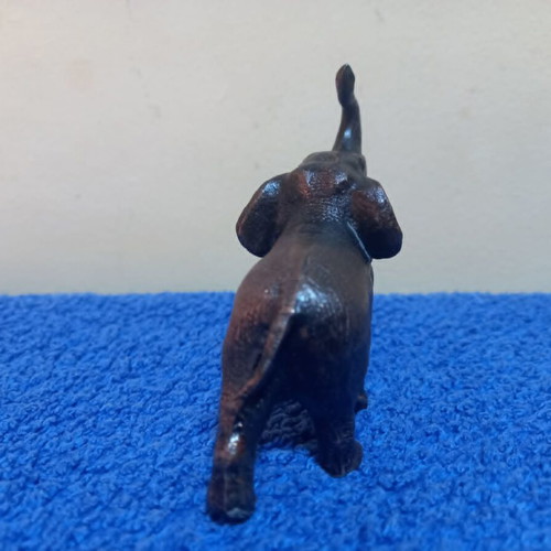 Small cast metal elephant figurine used, dark bronze finish