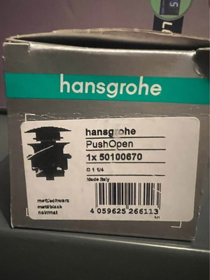 Βαλβίδα νιπτήρα Hansgrohe Push-Open Waste 50100670 καινούργια, μαύρο ματ