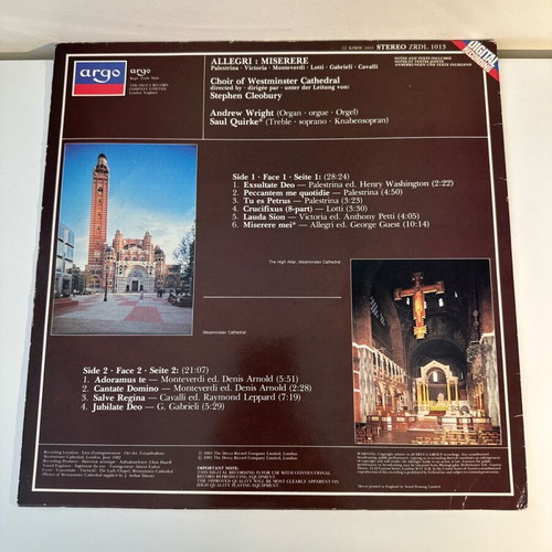 Allegri Miserere vinyl like new, classical music