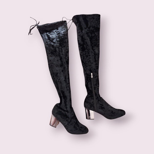 Black velvet over the knee boots Hot Kiss new, size 39