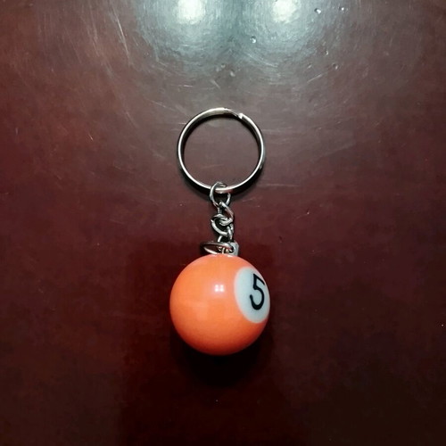 Set of 6 keychains with beer, sandwich and billiard ball
