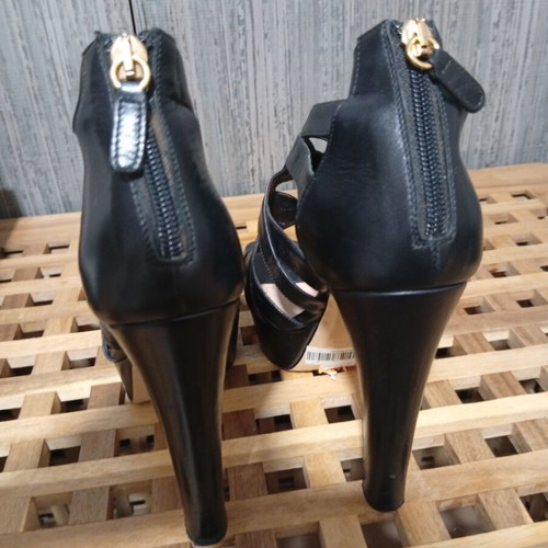 Kalogirou women's leather sandals black size 39 used, heel height 13 cm