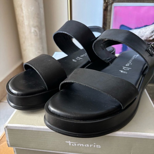 Tamaris leather sandals like new, black, size 41