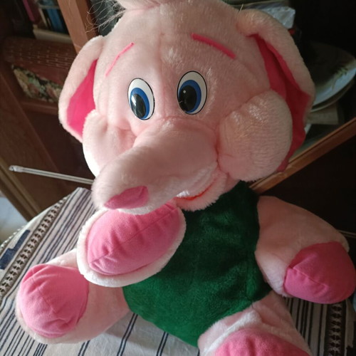 Pink plush elephant toy, 55cm