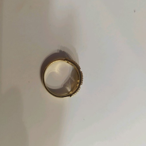 Ring with meander design and stones, 925 silver, gold color, new
