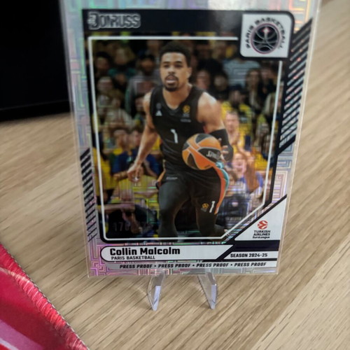 2024-25 Panini Donruss EuroLeague Collin Malcolm Press Proof Purple Rookie Card #100