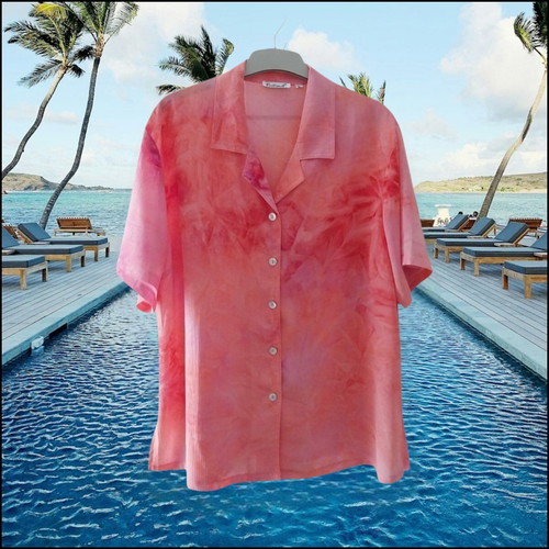 Women's short-sleeve shirt size L like new, pink