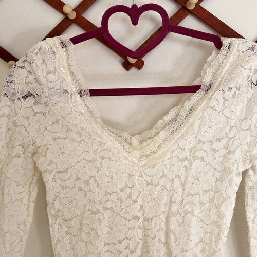 Bershka lace blouse, size small, white, 3/4 sleeve