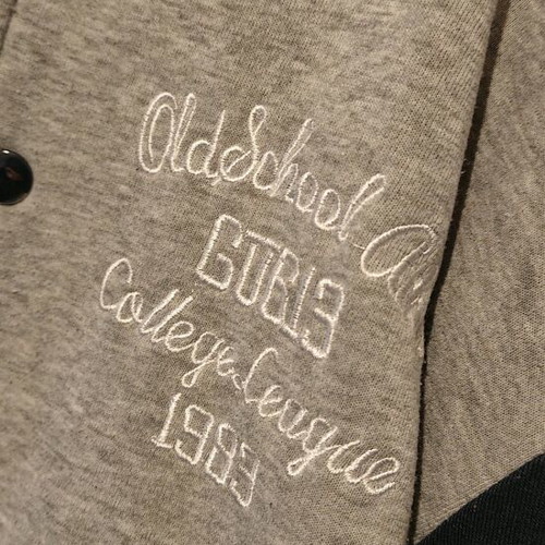 Varsity Jacket used, gray and dark blue, medium/large size