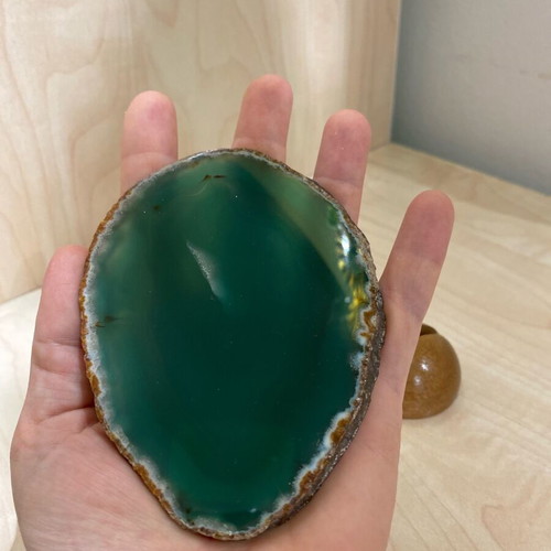 Green agate like new with wooden base