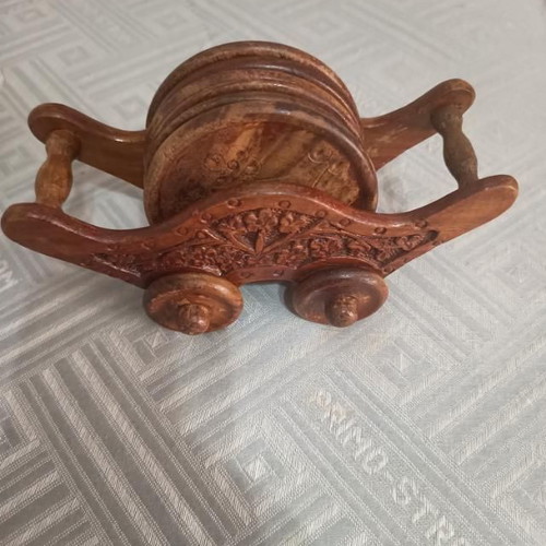 Wooden coasters with case handmade like new