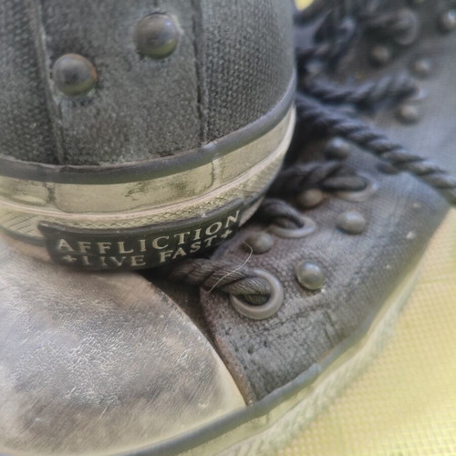 Affliction sneakers like new, black, size 43, linen with thick laces