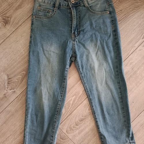 Fitted 3/4 blue jeans, women's knee-length