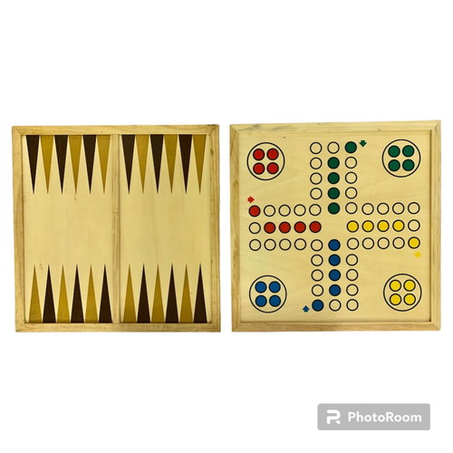 Philos wooden board game set used with chess, backgammon, tic-tac-toe