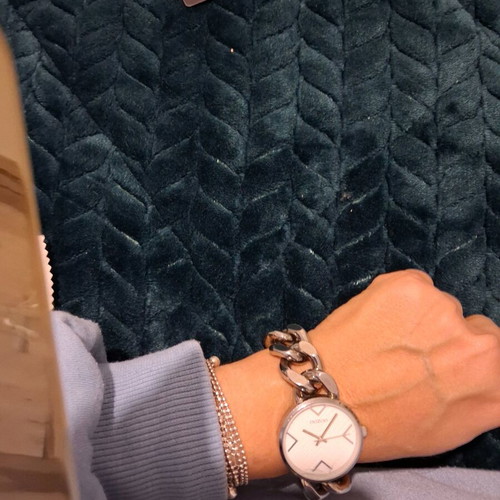 Oozoo women's watch with chain bracelet used, silver tone