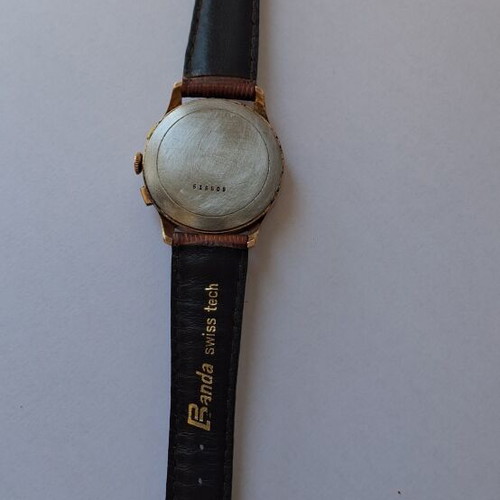 Tell 1950 mechanical chronograph watch used, beige and gold