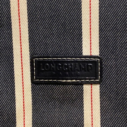 Longchamp shoulder bag like new, denim with white and blue stripes