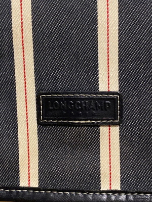 Longchamp shoulder bag like new, denim with white and blue stripes