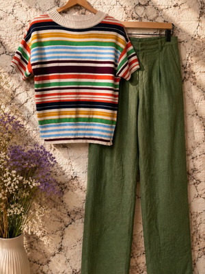 Tommy Hilfiger blouse and Bogner linen pants summer set like new