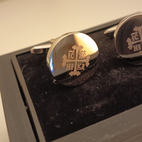 Metallic IC XC NI KA cufflinks new with laser engraving