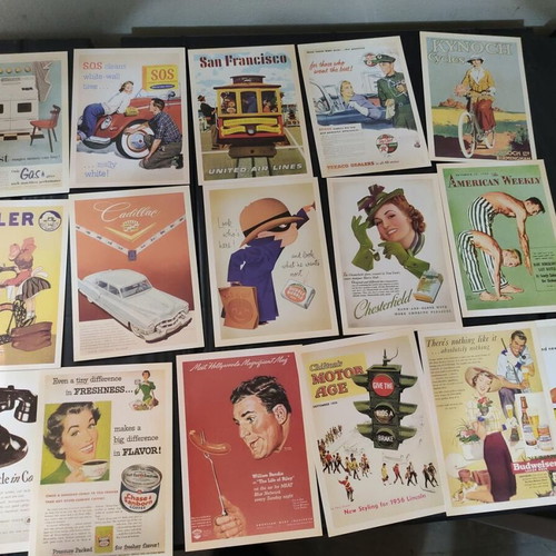 Vintage collection of 32 promotional postcards 10x14cm
