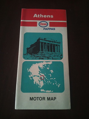 Esso PAPPAS Motor Map Athens 1968 like new