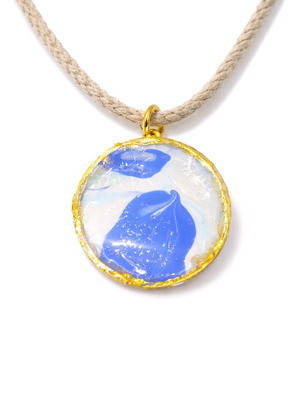 Handmade jewelry with acrylic fluid painting technique blue, new