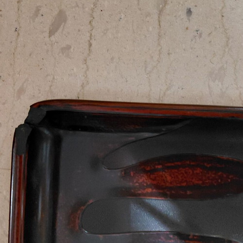 Vintage melamine tray with bronze carving