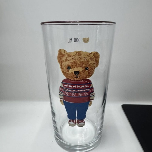 Glass with teddy bear design like new from LCW