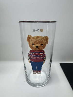 Glass with teddy bear design like new from LCW