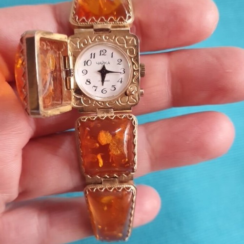 Vintage 90s Chaika jewelry watch used with amber