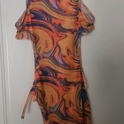 Transparent beach dress XL like new, multicolored
