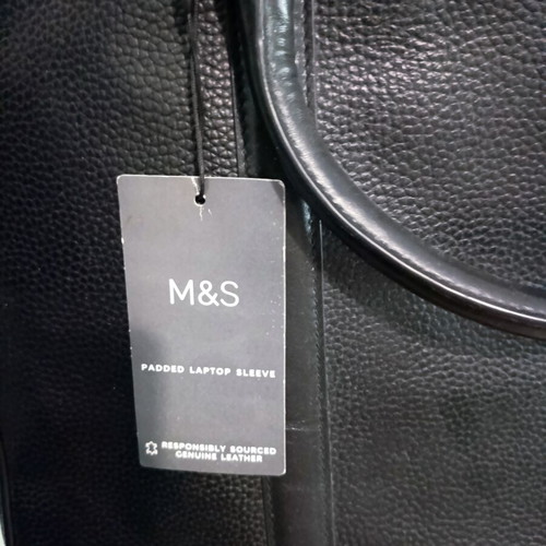 Leather laptop bag Marks & Spencer new, black, three inner pockets