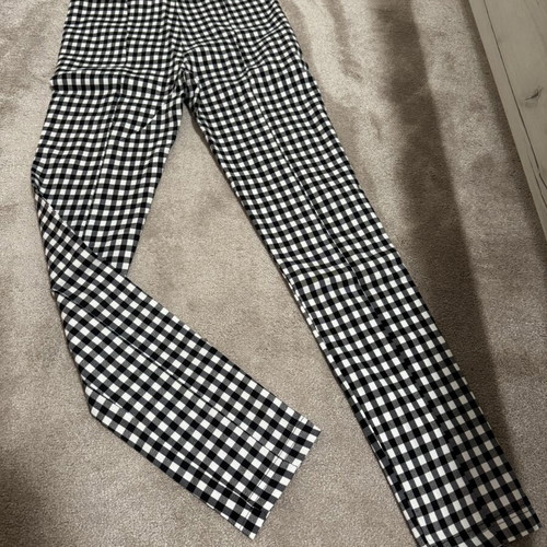Bershka Gingham Pants slim fit high waist black and white like new