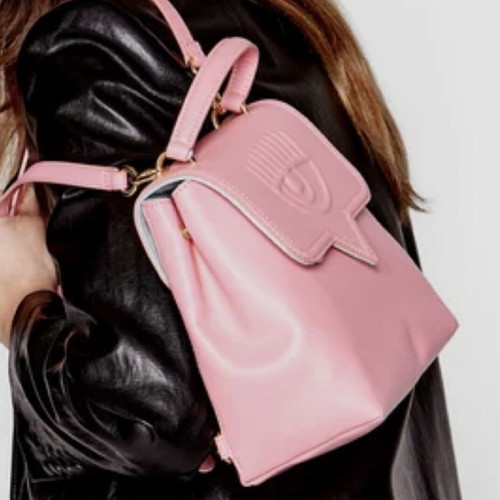 Chiara Ferragni backpack bag used, pink and turquoise