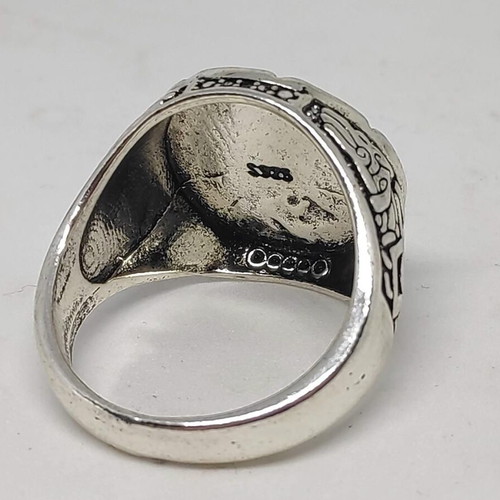 Men's Wolf Head Ring with Viking Symbols like new