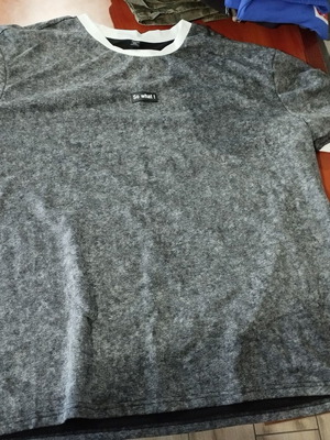 Men's t-shirt 5XL, cotton blend, white and grey