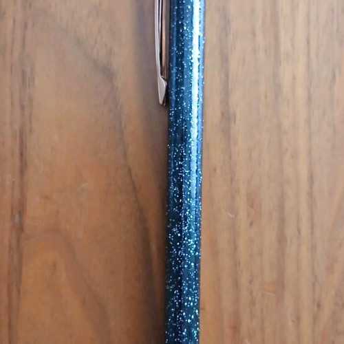 Metal pen with replacement gift new, black with glitter