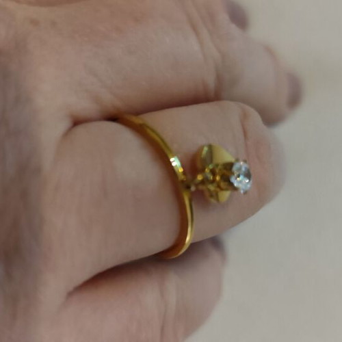 Rings new stainless steel in gold and silver color with heart and rhinestone