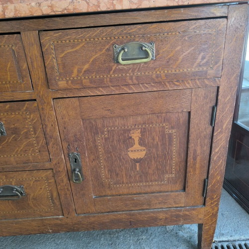 Interwar Lavomano wooden buffet with marble top used
