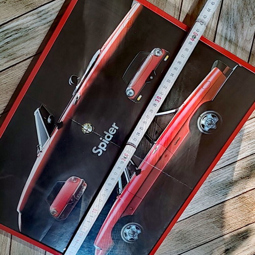 Alfa Romeo Spider retro car poster, framed with protective glass
