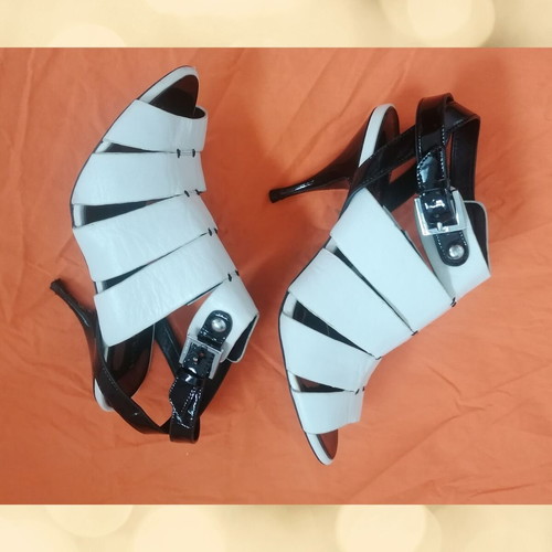 Karen Millen leather pumps used, black and white, size 37 EU