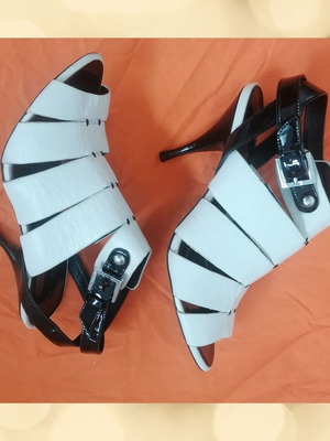 Karen Millen leather pumps used, black and white, size 37 EU