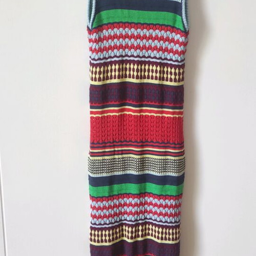 Knitted women's beach dress multicolored like new, size Small