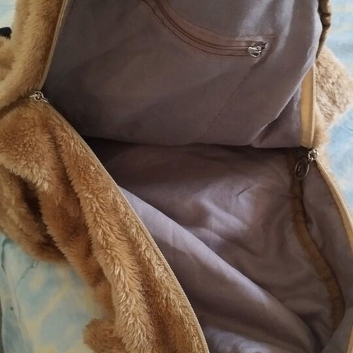 Fur backpack like new, brown-beige