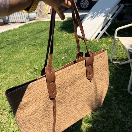 Shopping bag brown shoulder A To Z Greek new with large space